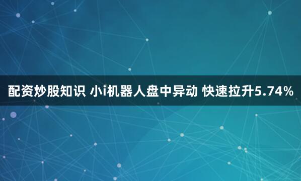 配资炒股知识 小i机器人盘中异动 快速拉升5.74%